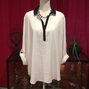 Kenneth Cole Reaction White Tunic Blouse Sz XL